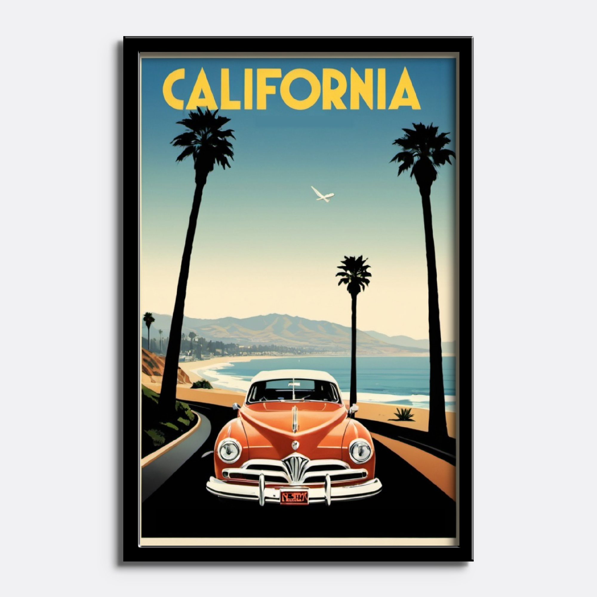 California Retro Travel Poster – Vintage Car & Beach Road - Image 4