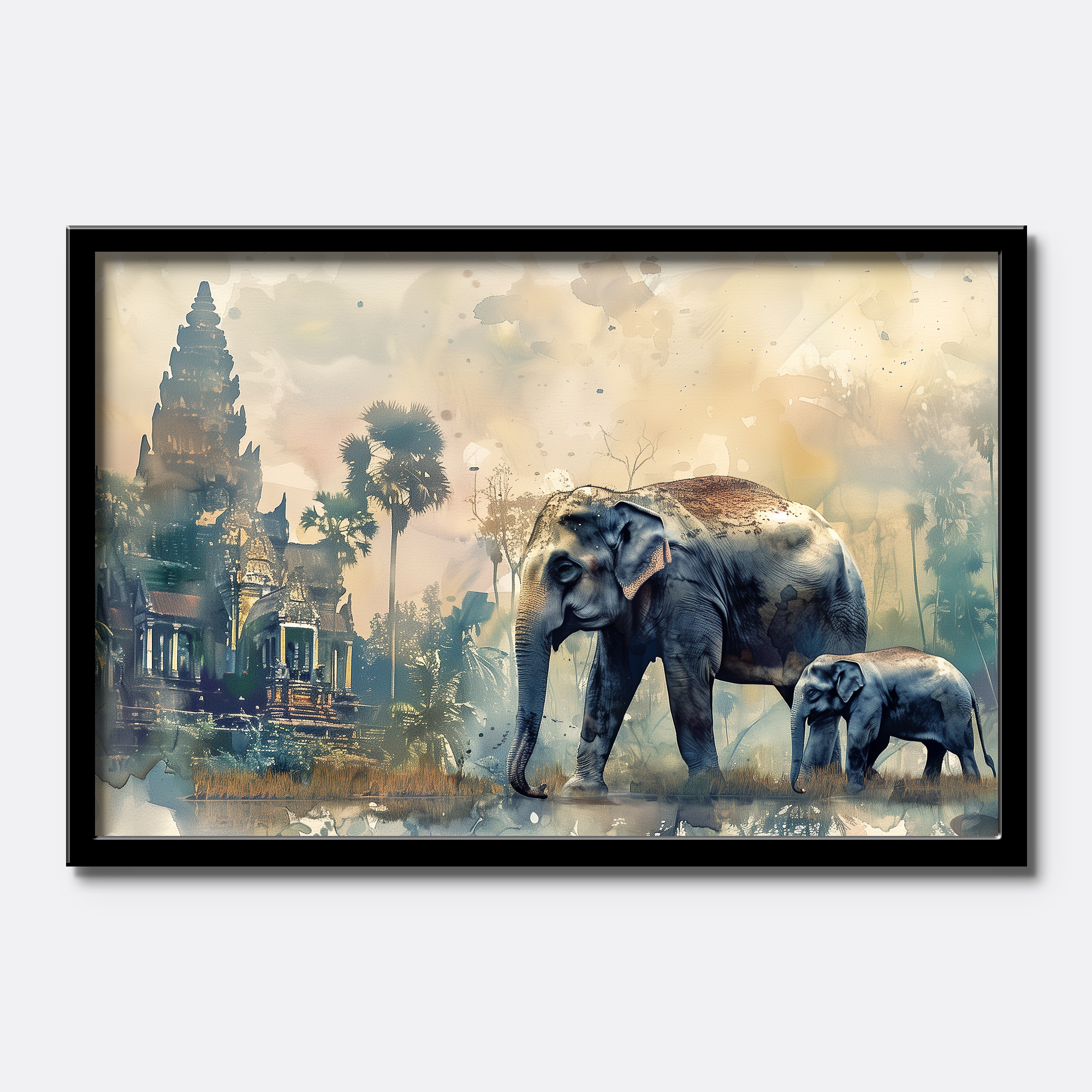 Elephant & Baby Watercolor - Image 3