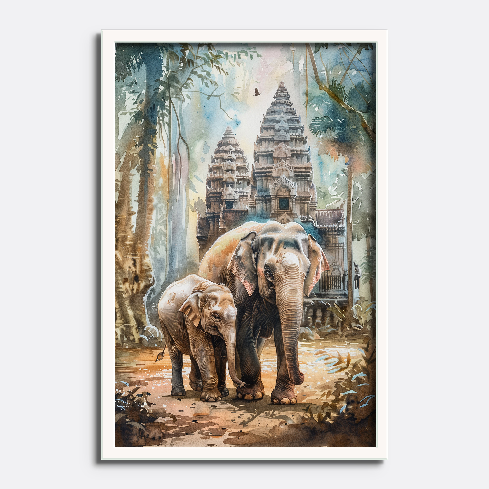 Elephant Temple Watercolor - Image 3