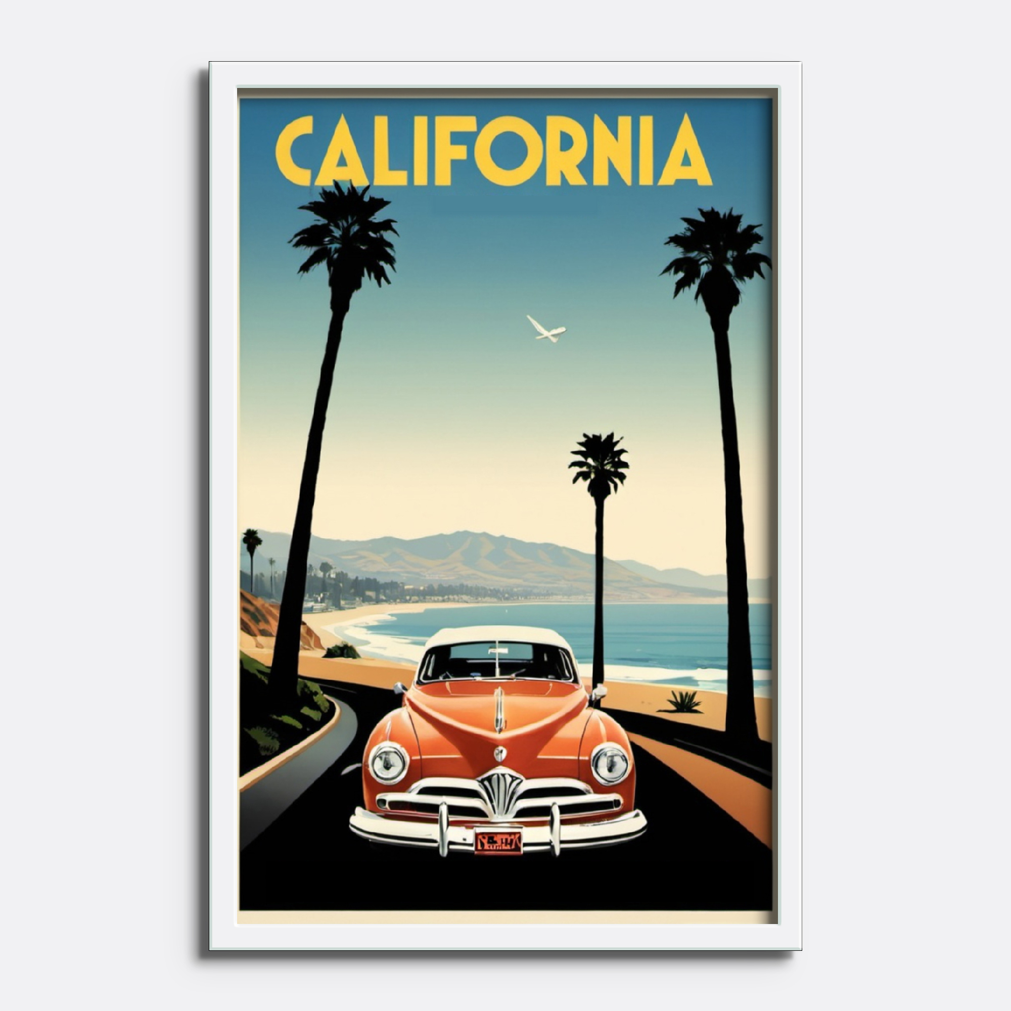 California Retro Travel Poster – Vintage Car & Beach Road - Image 3