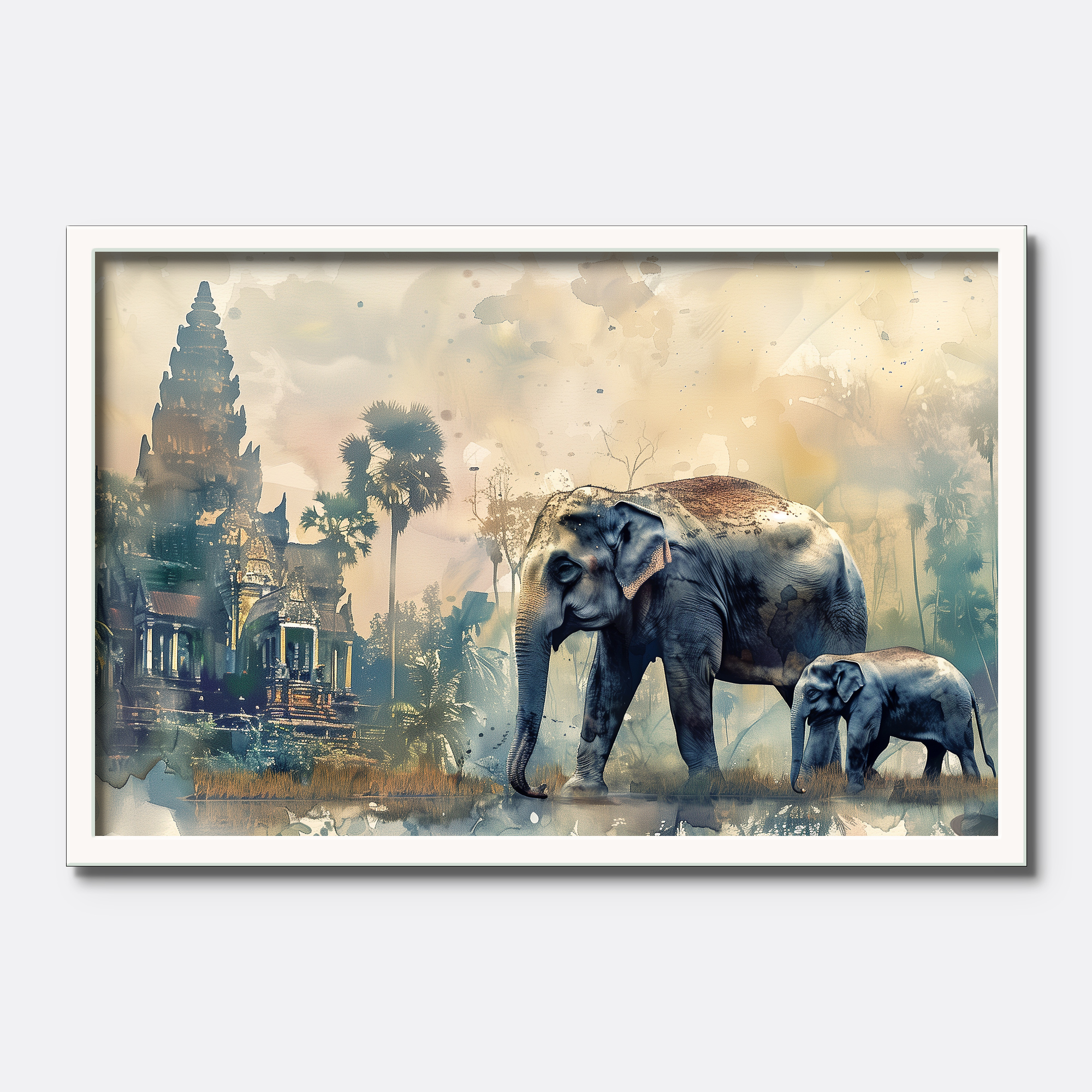 Elephant & Baby Watercolor - Image 4