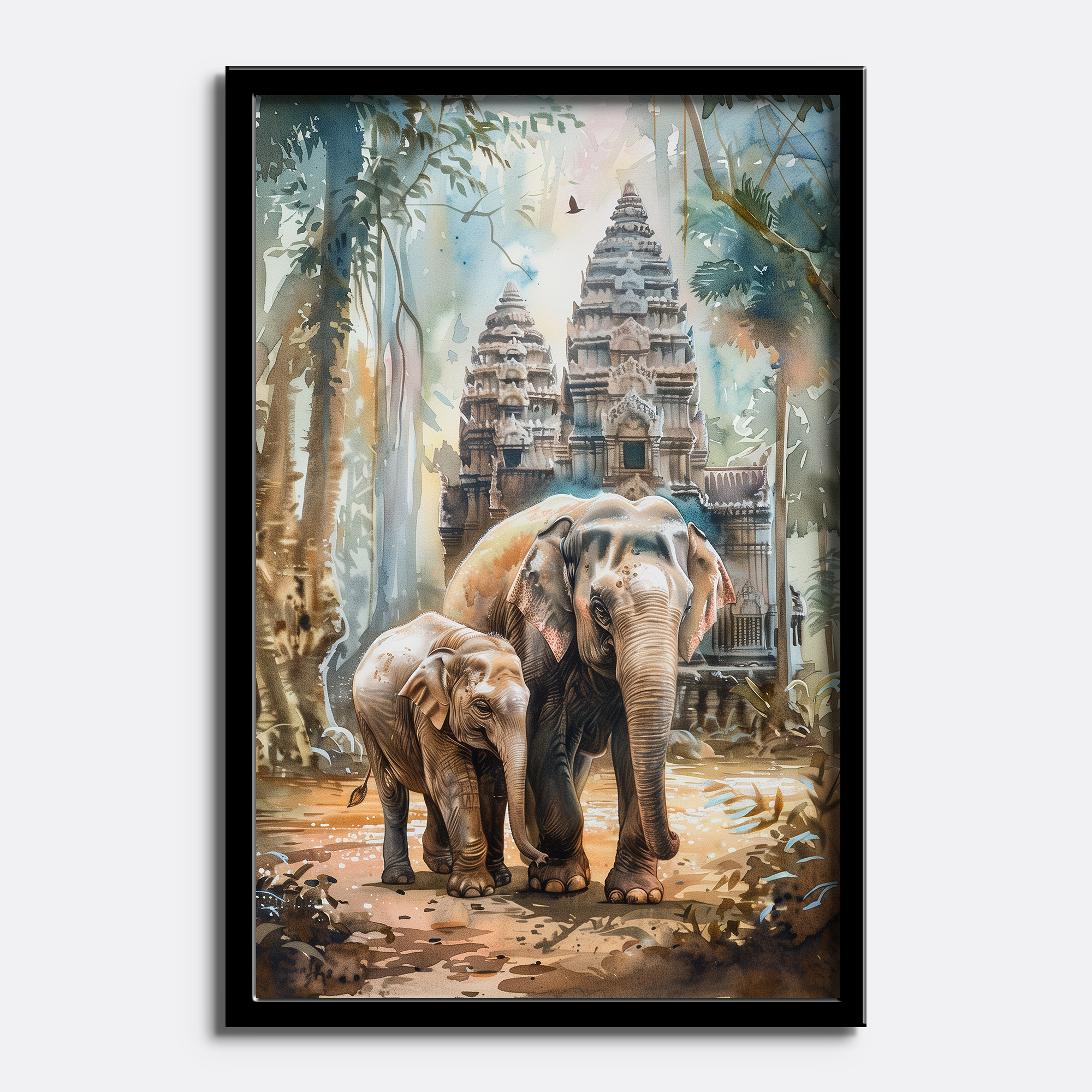Elephant Temple Watercolor - Image 4