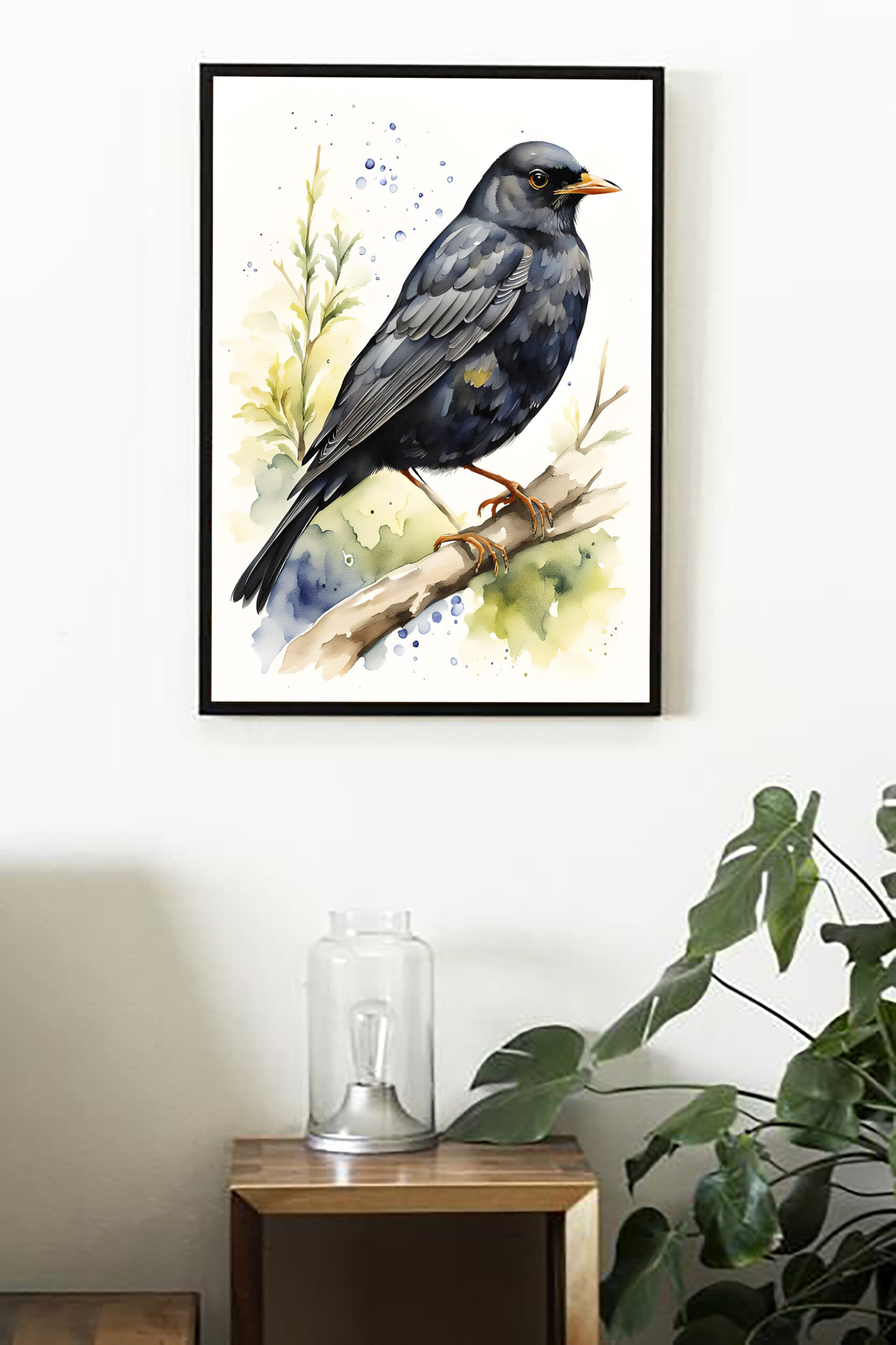 Watercolor Black Bird - Image 2