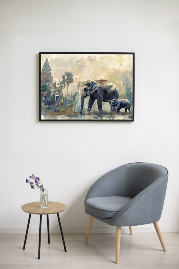 Elephant & Baby Watercolor