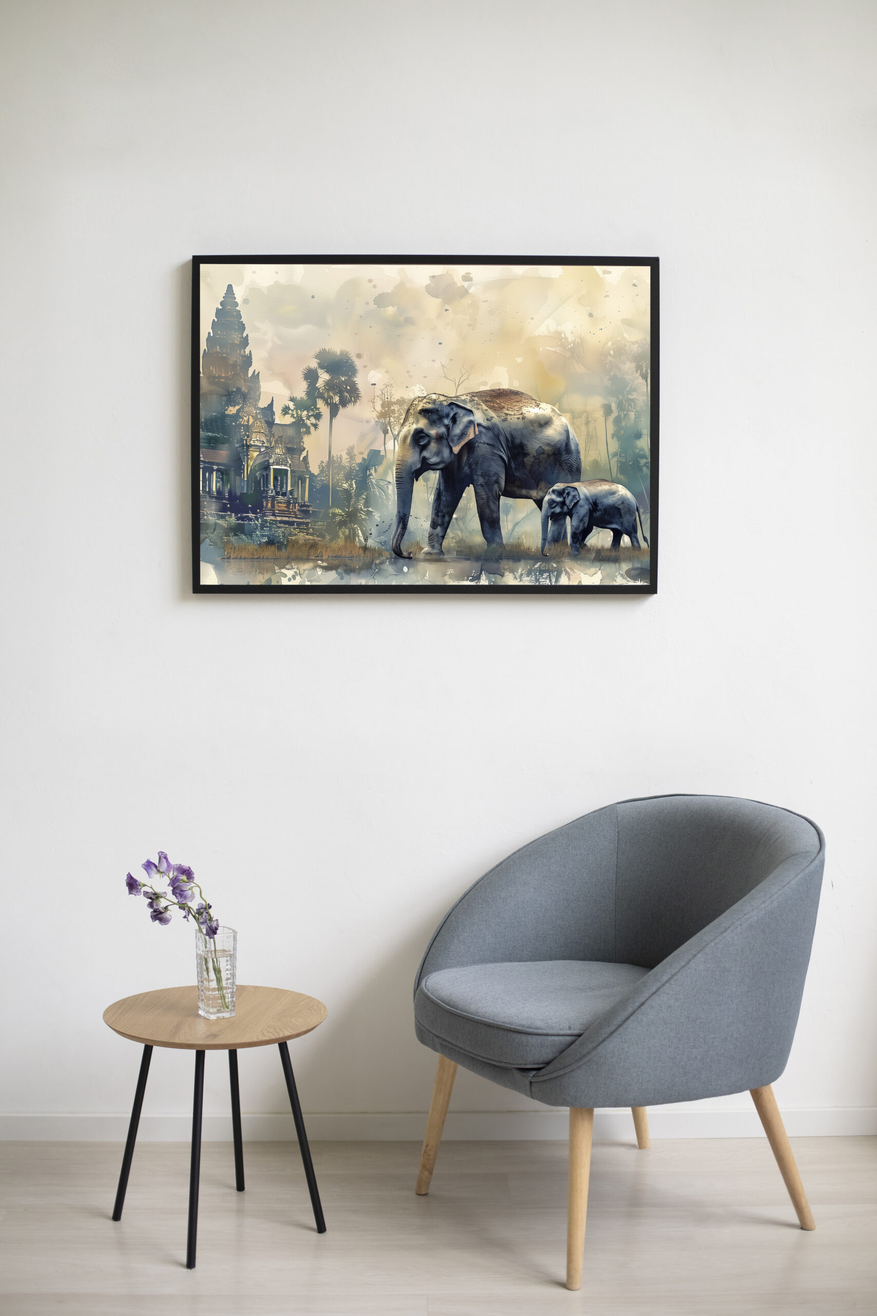 Elephant & Baby Watercolor