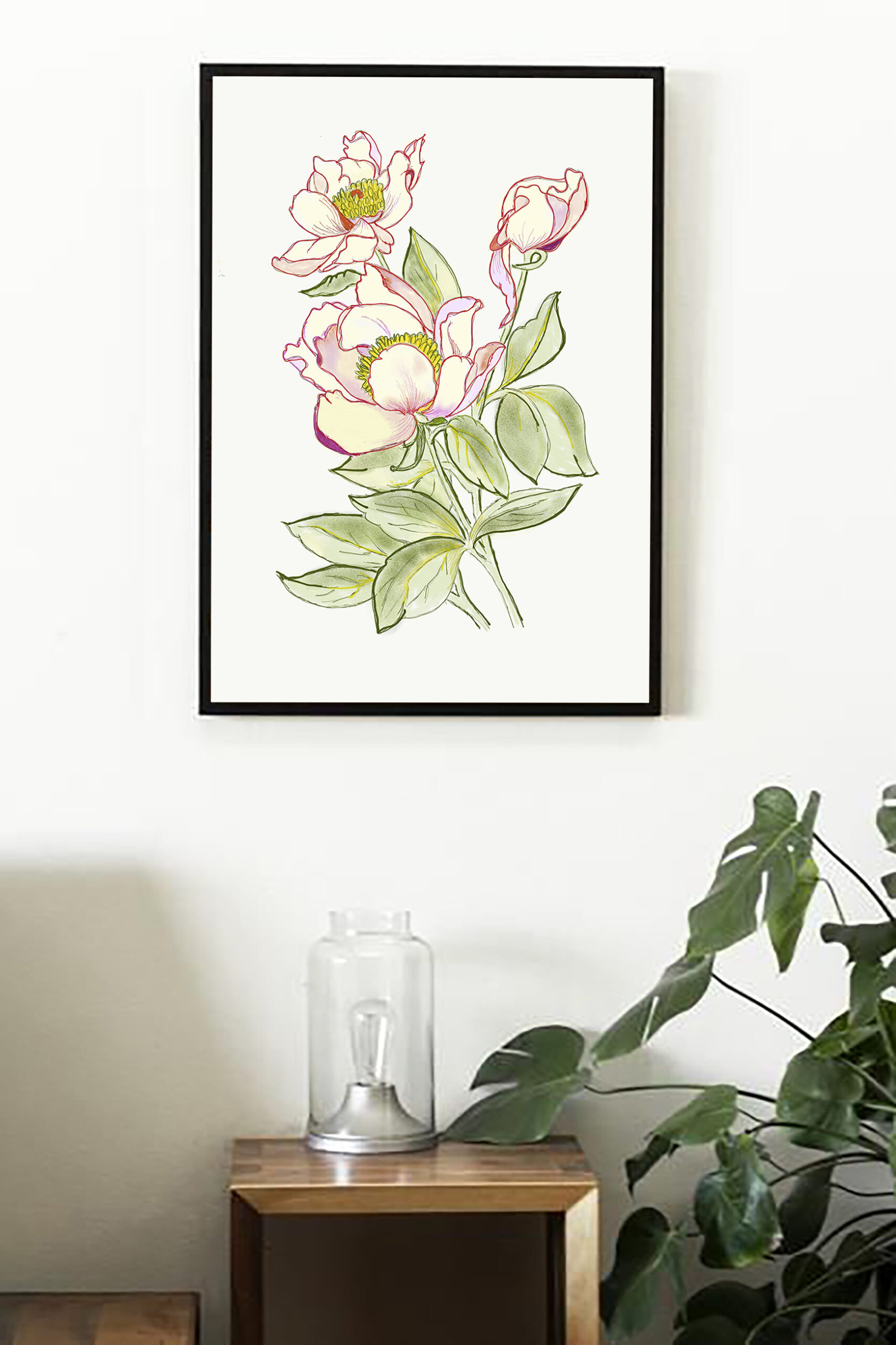 Elegant Pink Peony Botanical - Image 2