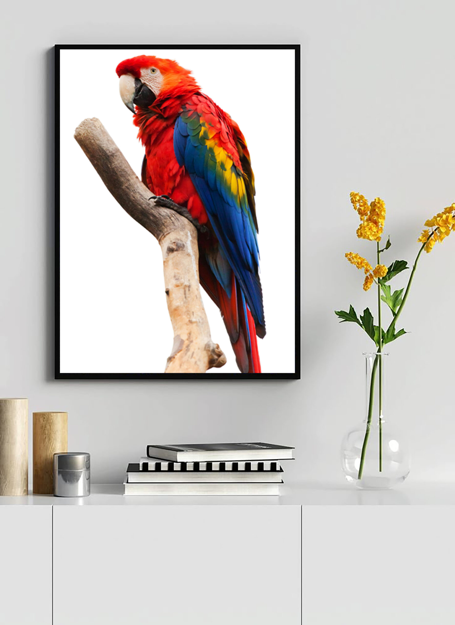 Vibrant Scarlet Macaw Parrot