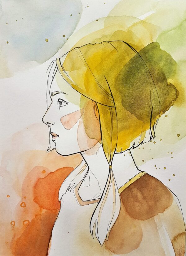 Watercolor Woman Profile Art
